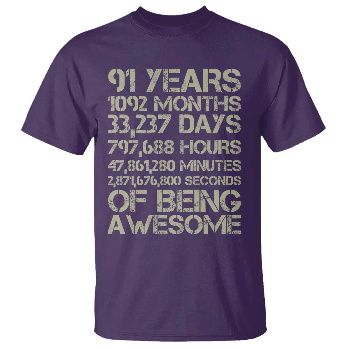 Vintage 91st Milestone Birthday T Shirt 91 Years Of Being Awesome