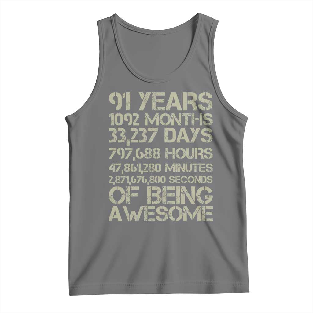 Vintage 91st Milestone Birthday Tank Top 91 Years Of Being Awesome