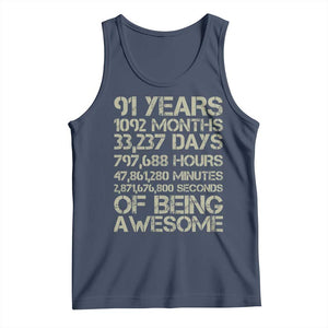 Vintage 91st Milestone Birthday Tank Top 91 Years Of Being Awesome
