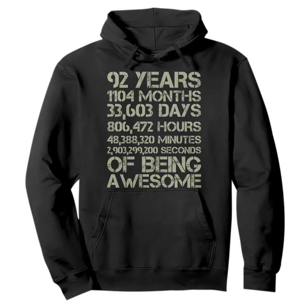 Vintage 92nd Milestone Birthday Hoodie 92 Years Of Being Awesome