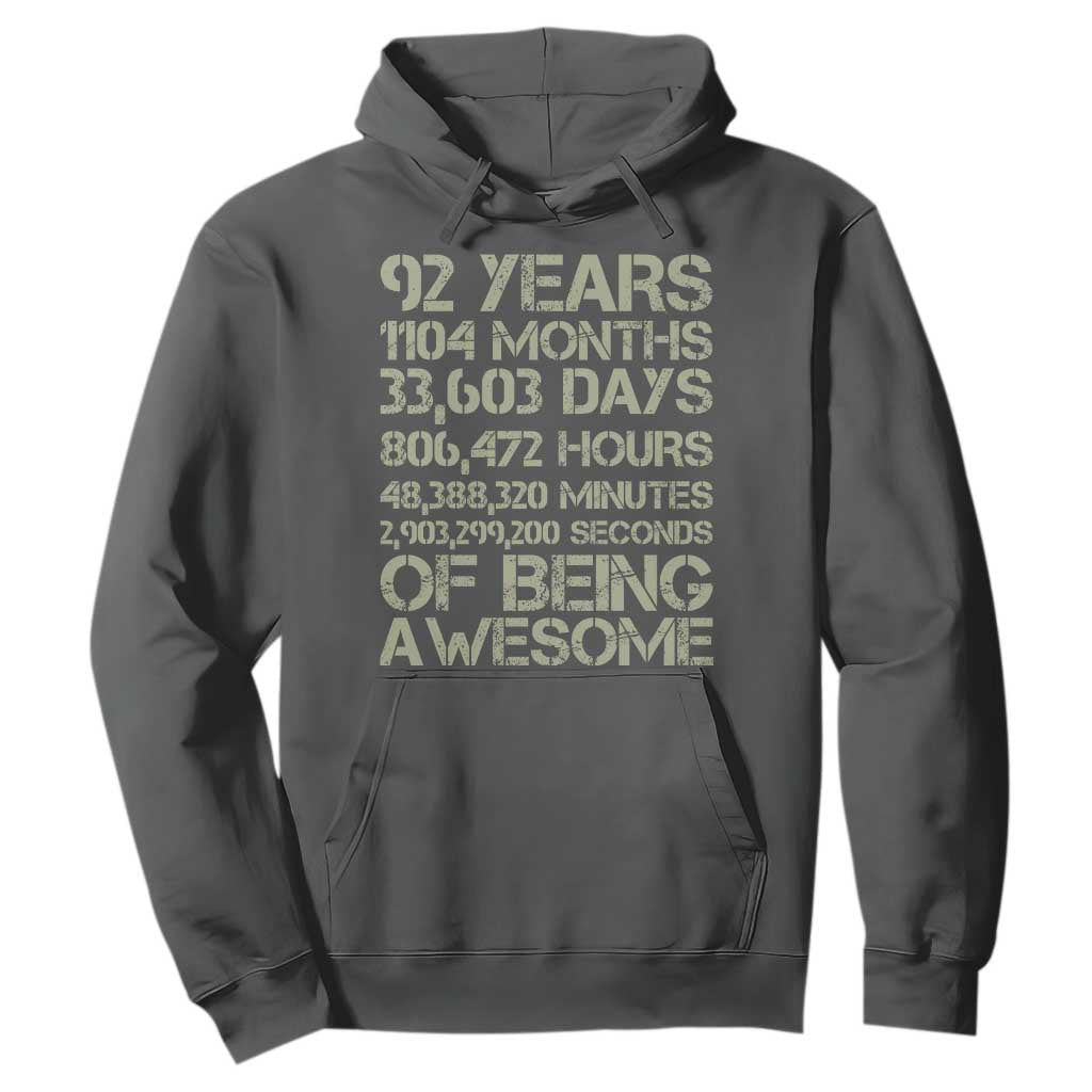 Vintage 92nd Milestone Birthday Hoodie 92 Years Of Being Awesome