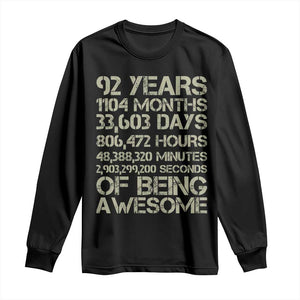 Vintage 92nd Milestone Birthday Long Sleeve Shirt 92 Years Of Being Awesome