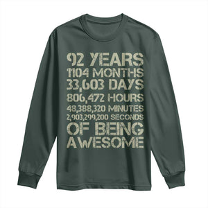 Vintage 92nd Milestone Birthday Long Sleeve Shirt 92 Years Of Being Awesome