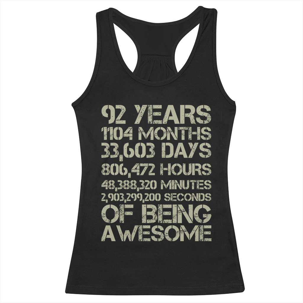 Vintage 92nd Milestone Birthday Racerback Tank Top 92 Years Of Being Awesome TS12 Black Print Your Wear