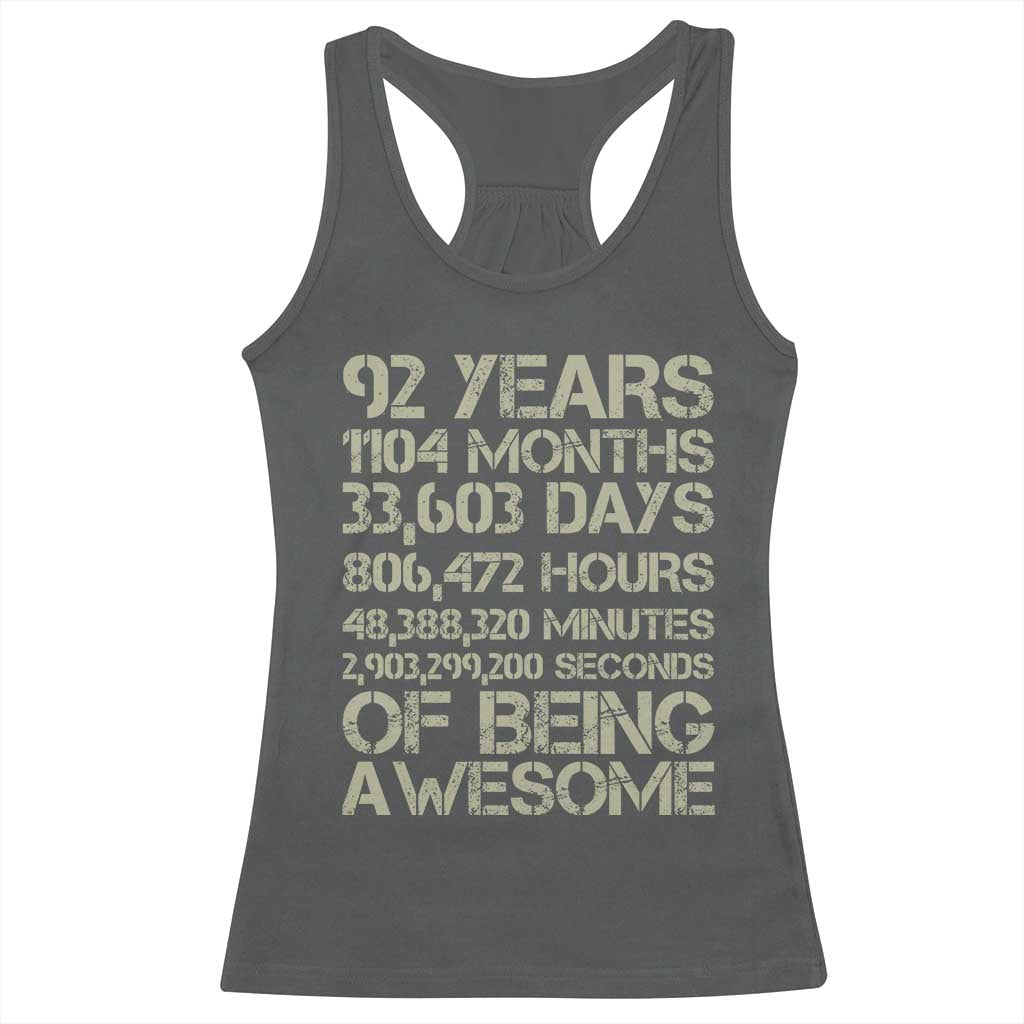 Vintage 92nd Milestone Birthday Racerback Tank Top 92 Years Of Being Awesome