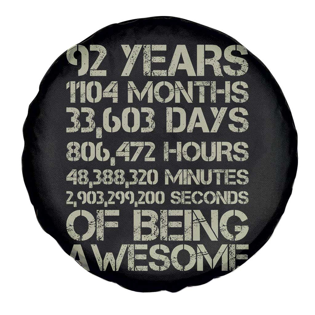 Vintage 92nd Milestone Birthday Spare Tire Cover 92 Years Of Being Awesome