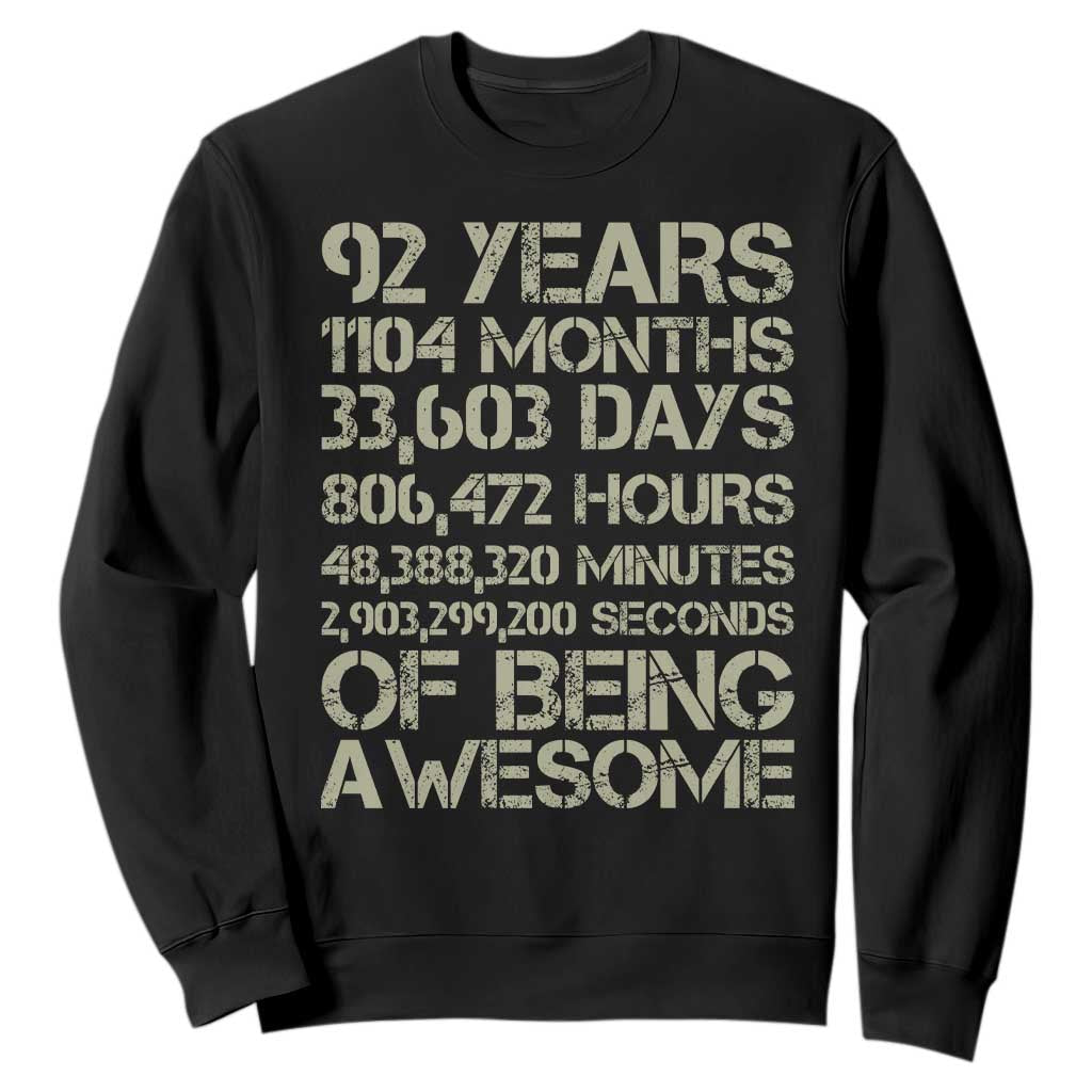 Vintage 92nd Milestone Birthday Sweatshirt 92 Years Of Being Awesome