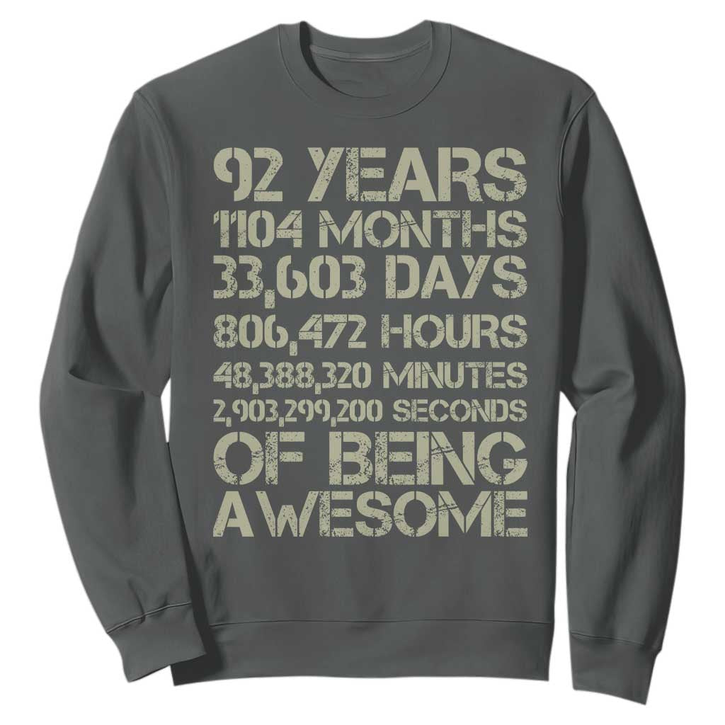 Vintage 92nd Milestone Birthday Sweatshirt 92 Years Of Being Awesome