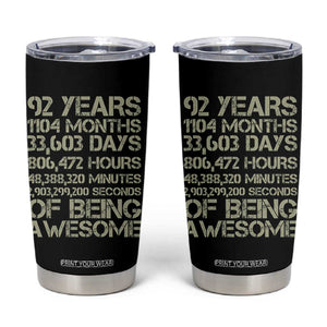 Vintage 92nd Milestone Birthday Tumbler Cup 92 Years Of Being Awesome