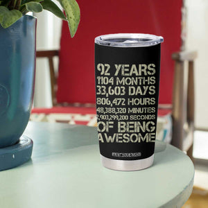 Vintage 92nd Milestone Birthday Tumbler Cup 92 Years Of Being Awesome