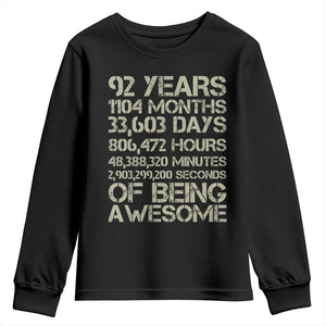 Vintage 92nd Milestone Birthday Youth Sweatshirt 92 Years Of Being Awesome