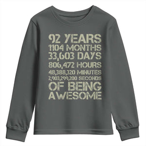 Vintage 92nd Milestone Birthday Youth Sweatshirt 92 Years Of Being Awesome