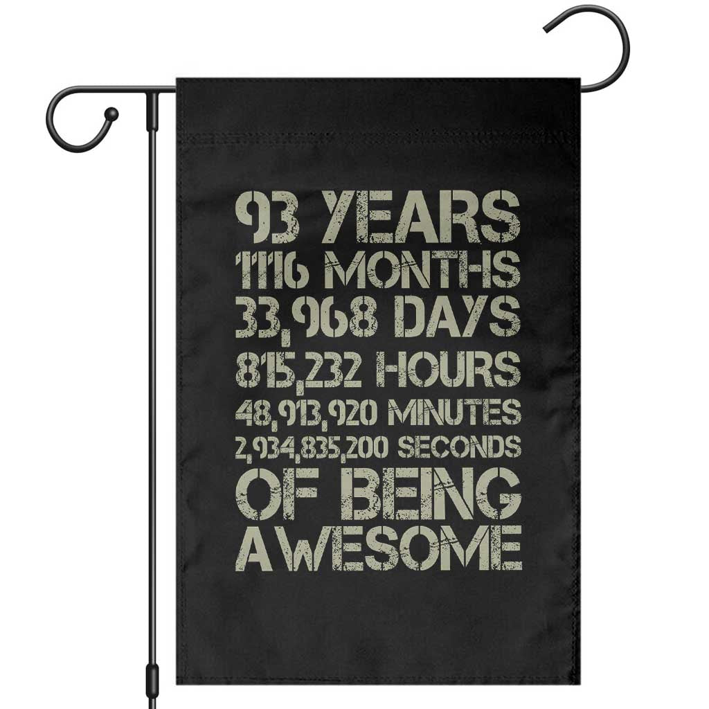 Vintage 93rd Milestone Birthday Garden Flag 93 Years Of Being Awesome