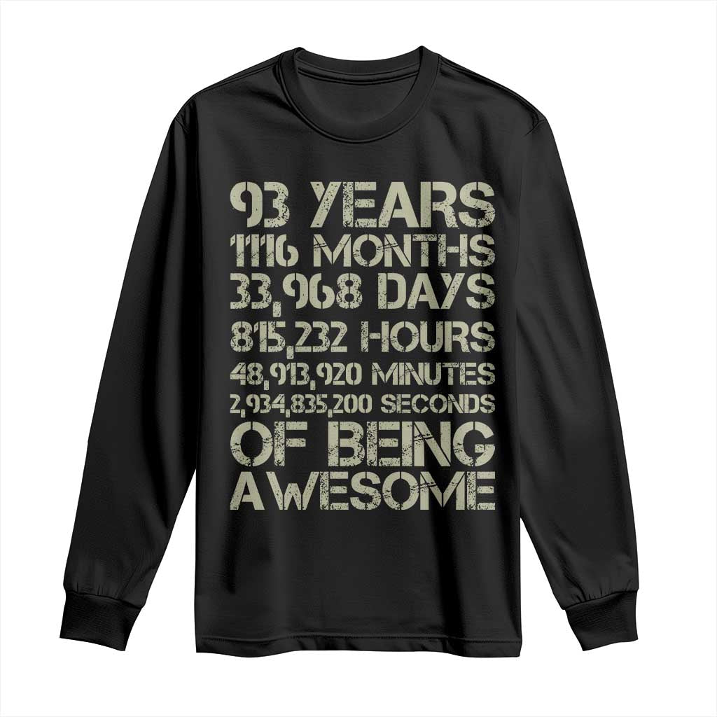 Vintage 93rd Milestone Birthday Long Sleeve Shirt 93 Years Of Being Awesome