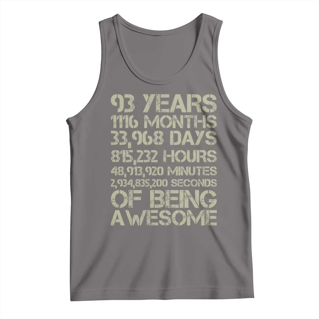 Vintage 93rd Milestone Birthday Tank Top 93 Years Of Being Awesome