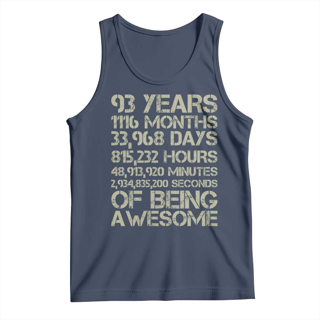 Vintage 93rd Milestone Birthday Tank Top 93 Years Of Being Awesome