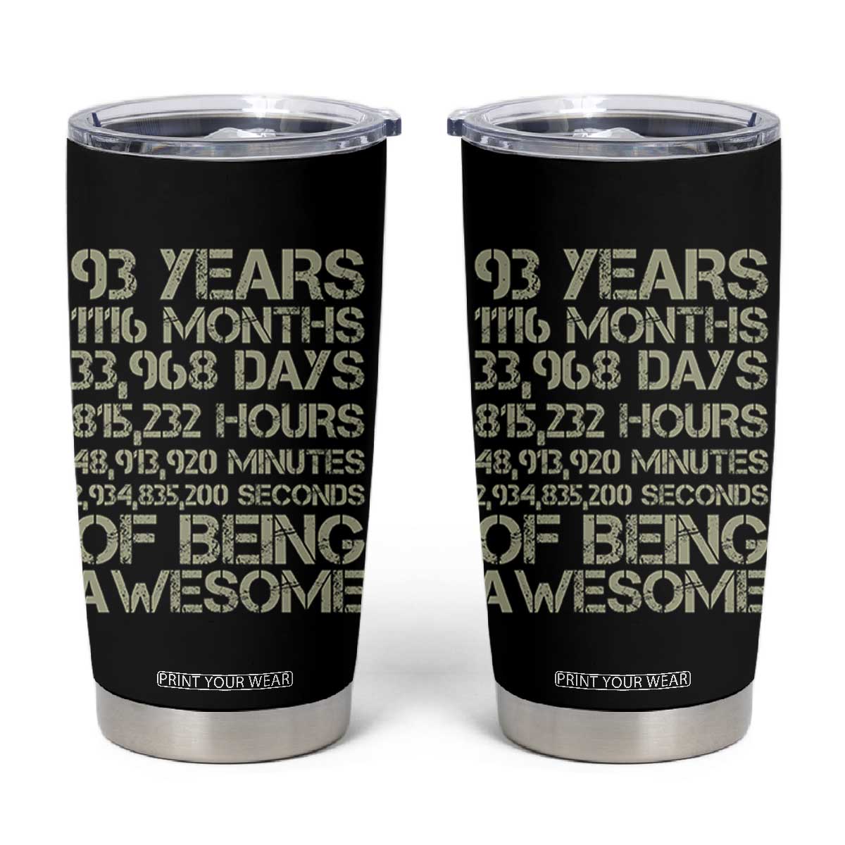 Vintage 93rd Milestone Birthday Tumbler Cup 93 Years Of Being Awesome