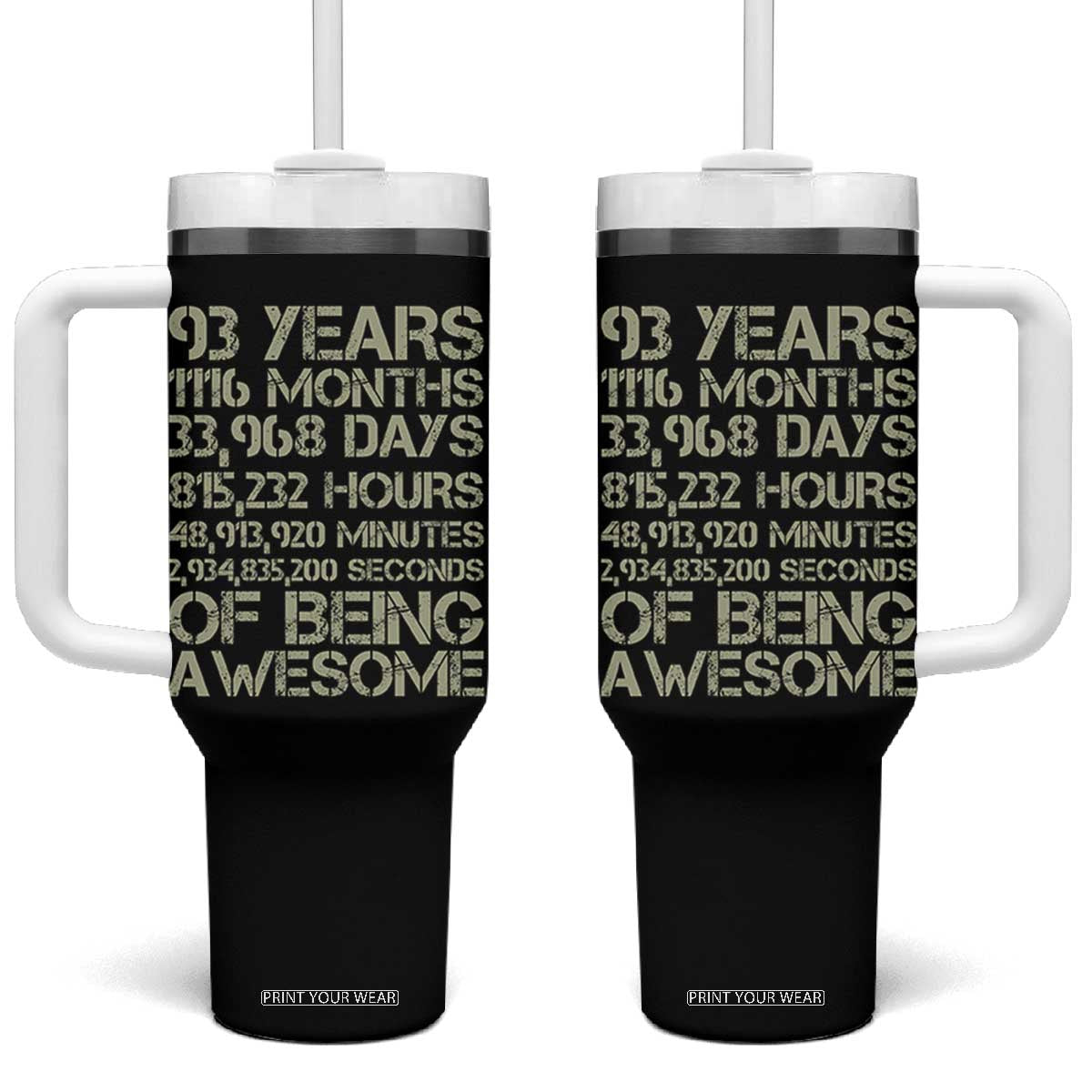 Vintage 93rd Milestone Birthday Tumbler With Handle 93 Years Of Being Awesome