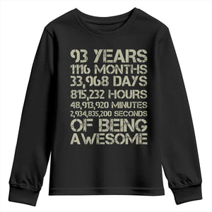 Vintage 93rd Milestone Birthday Youth Sweatshirt 93 Years Of Being Awesome