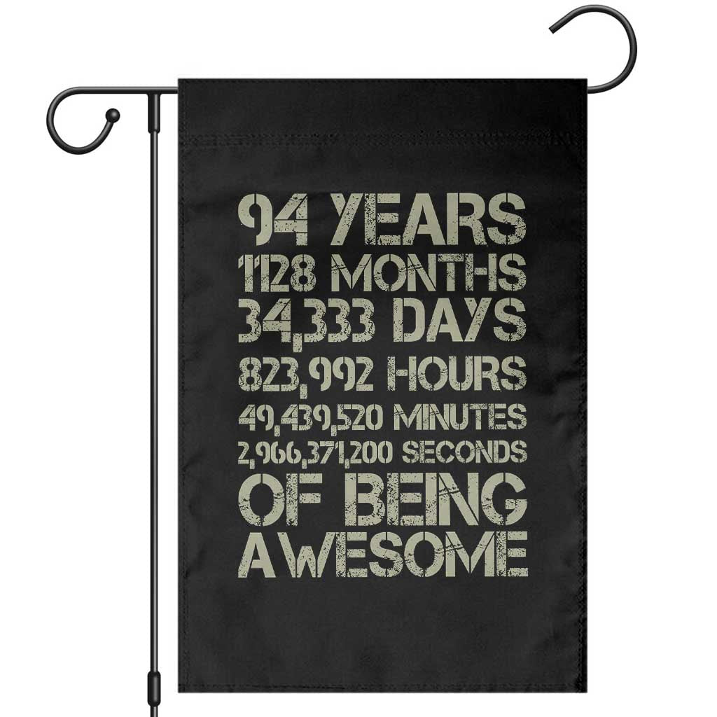 Vintage 94th Milestone Birthday Garden Flag 94 Years Of Being Awesome