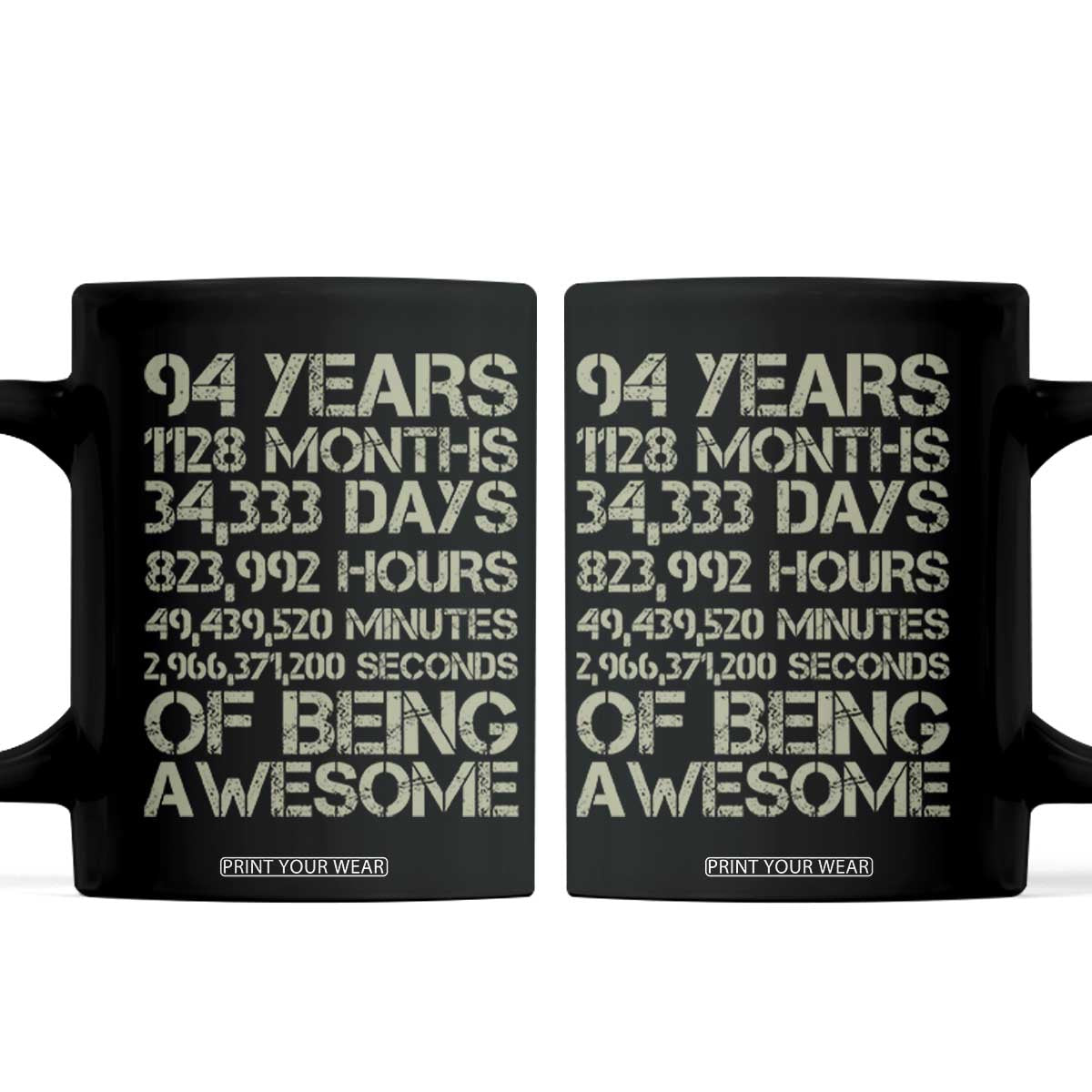 Vintage 94th Milestone Birthday Coffee Mug 94 Years Of Being Awesome