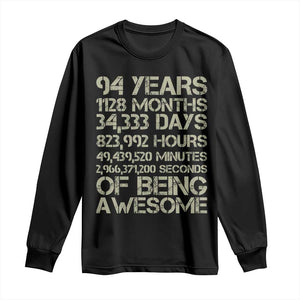 Vintage 94th Milestone Birthday Long Sleeve Shirt 94 Years Of Being Awesome