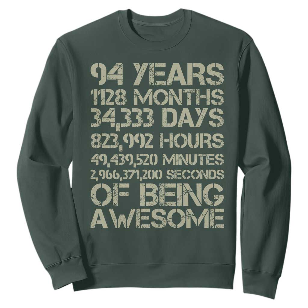 Vintage 94th Milestone Birthday Sweatshirt 94 Years Of Being Awesome