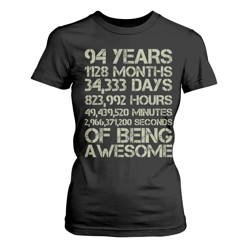 Vintage 94th Milestone Birthday T Shirt For Women 94 Years Of Being Awesome