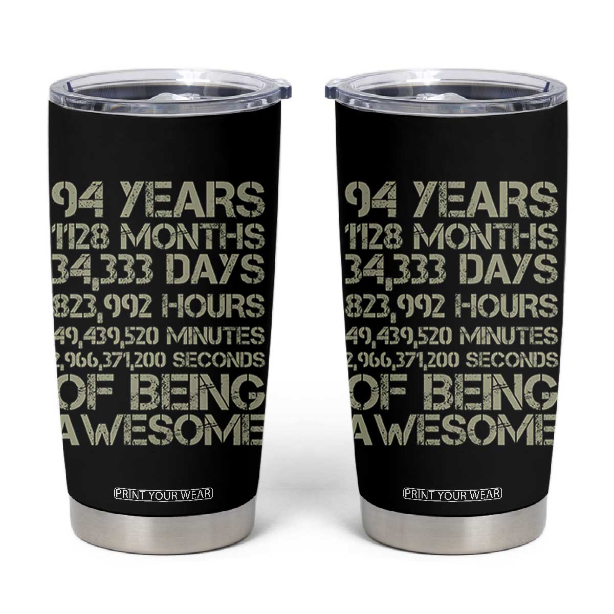 Vintage 94th Milestone Birthday Tumbler Cup 94 Years Of Being Awesome