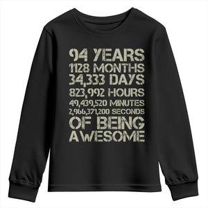 Vintage 94th Milestone Birthday Youth Sweatshirt 94 Years Of Being Awesome
