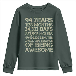 Vintage 94th Milestone Birthday Youth Sweatshirt 94 Years Of Being Awesome