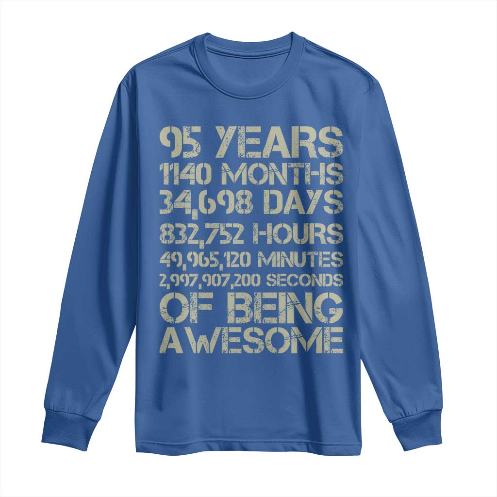 Vintage 95th Milestone Birthday Long Sleeve Shirt 95 Years Of Being Awesome