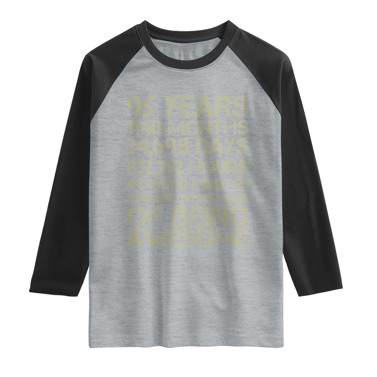 Vintage 95th Milestone Birthday Raglan Shirt 95 Years Of Being Awesome