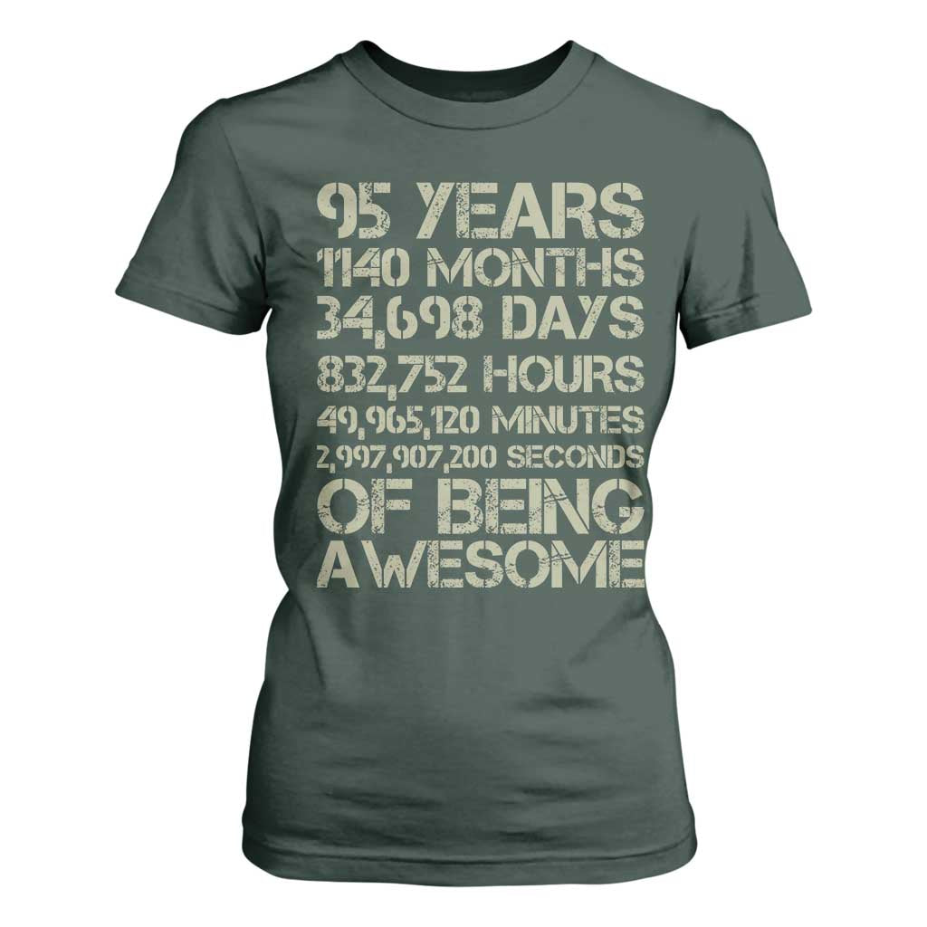 Vintage 95th Milestone Birthday T Shirt For Women 95 Years Of Being Awesome