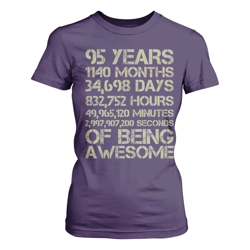 Vintage 95th Milestone Birthday T Shirt For Women 95 Years Of Being Awesome