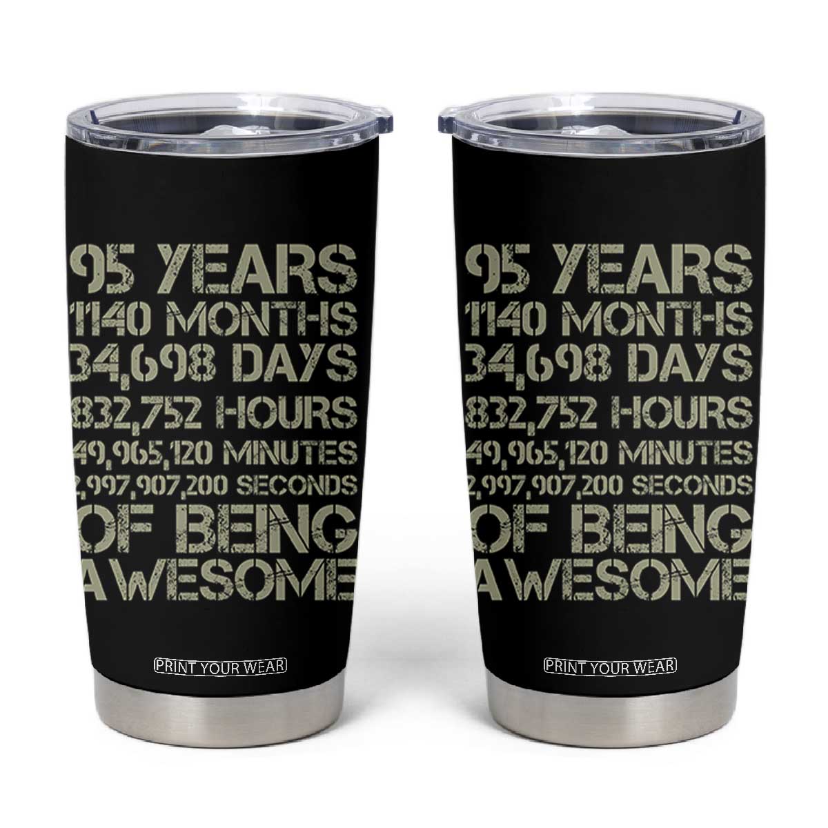 Vintage 95th Milestone Birthday Tumbler Cup 95 Years Of Being Awesome