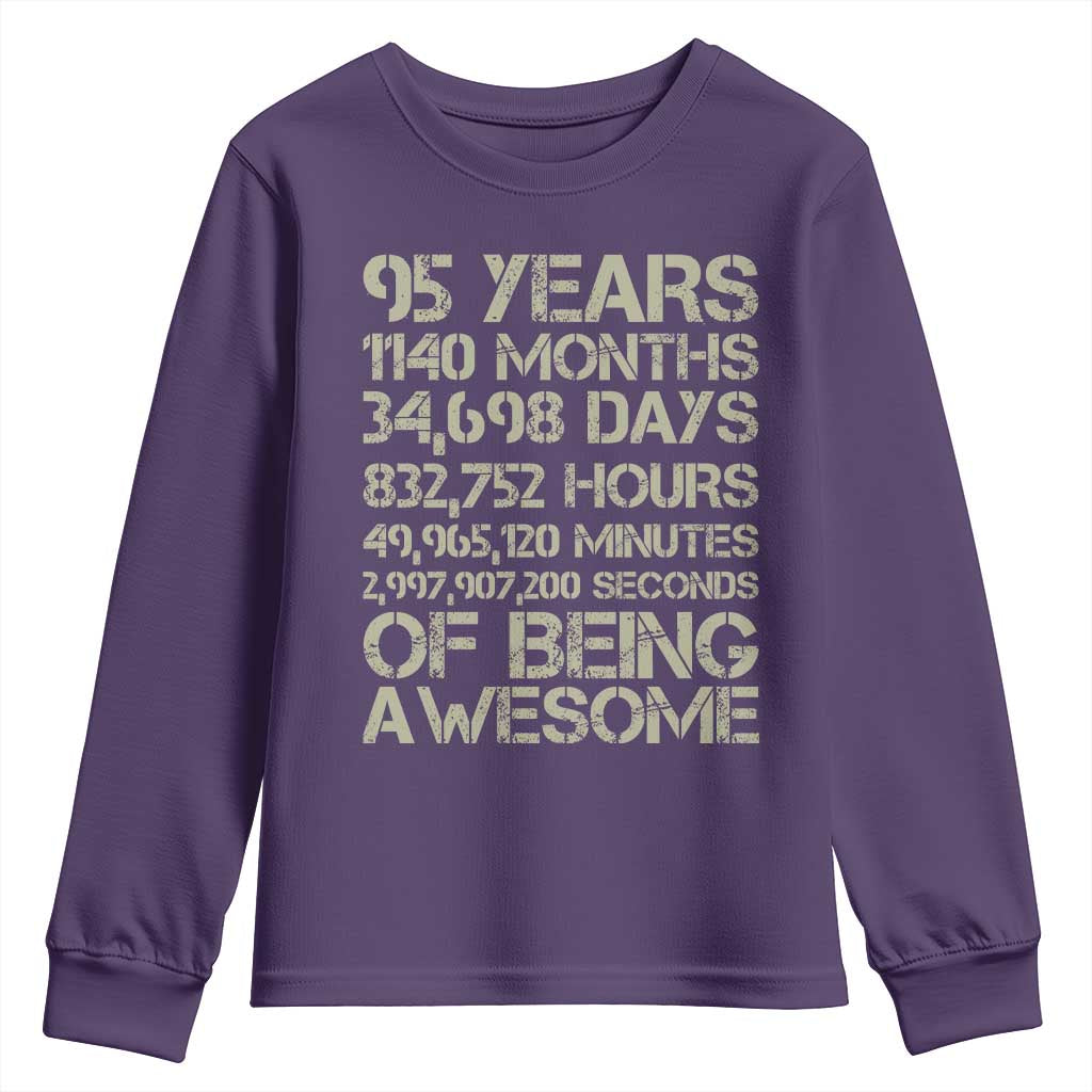 Vintage 95th Milestone Birthday Youth Sweatshirt 95 Years Of Being Awesome