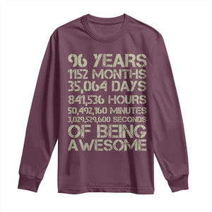 Vintage 96th Milestone Birthday Long Sleeve Shirt 96 Years Of Being Awesome