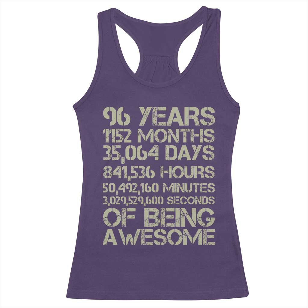 Vintage 96th Milestone Birthday Racerback Tank Top 96 Years Of Being Awesome