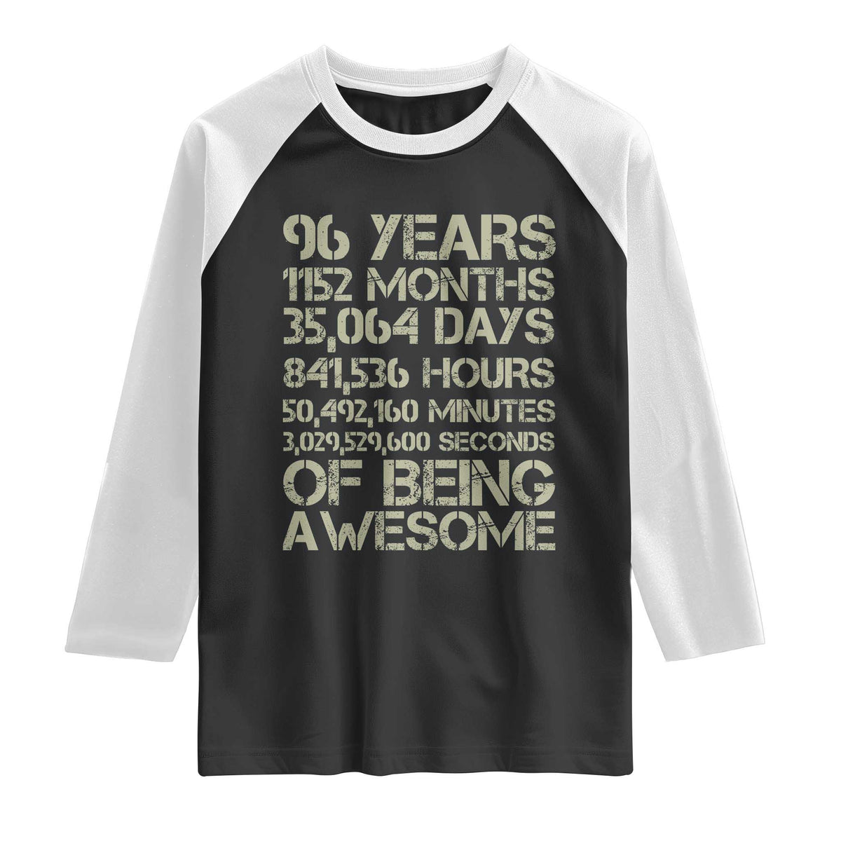 Vintage 96th Milestone Birthday Raglan Shirt 96 Years Of Being Awesome