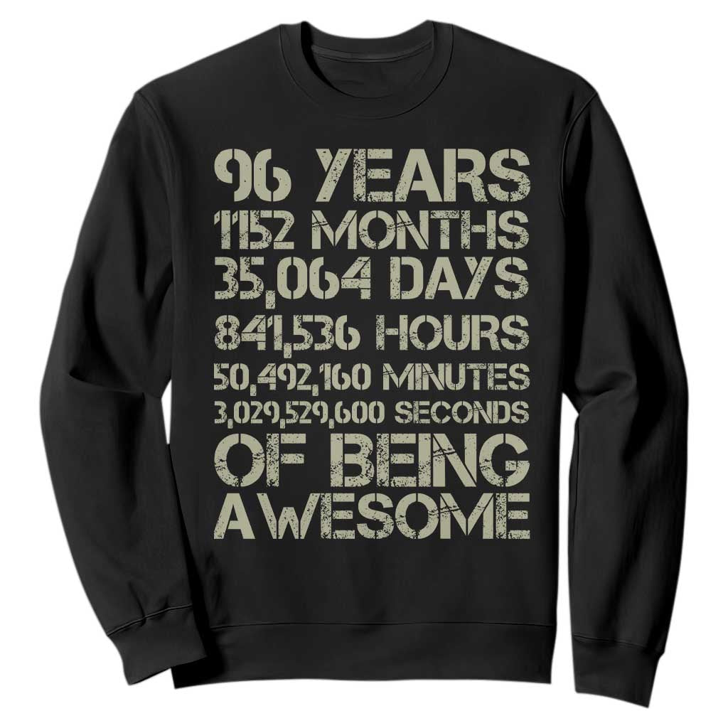 Vintage 96th Milestone Birthday Sweatshirt 96 Years Of Being Awesome