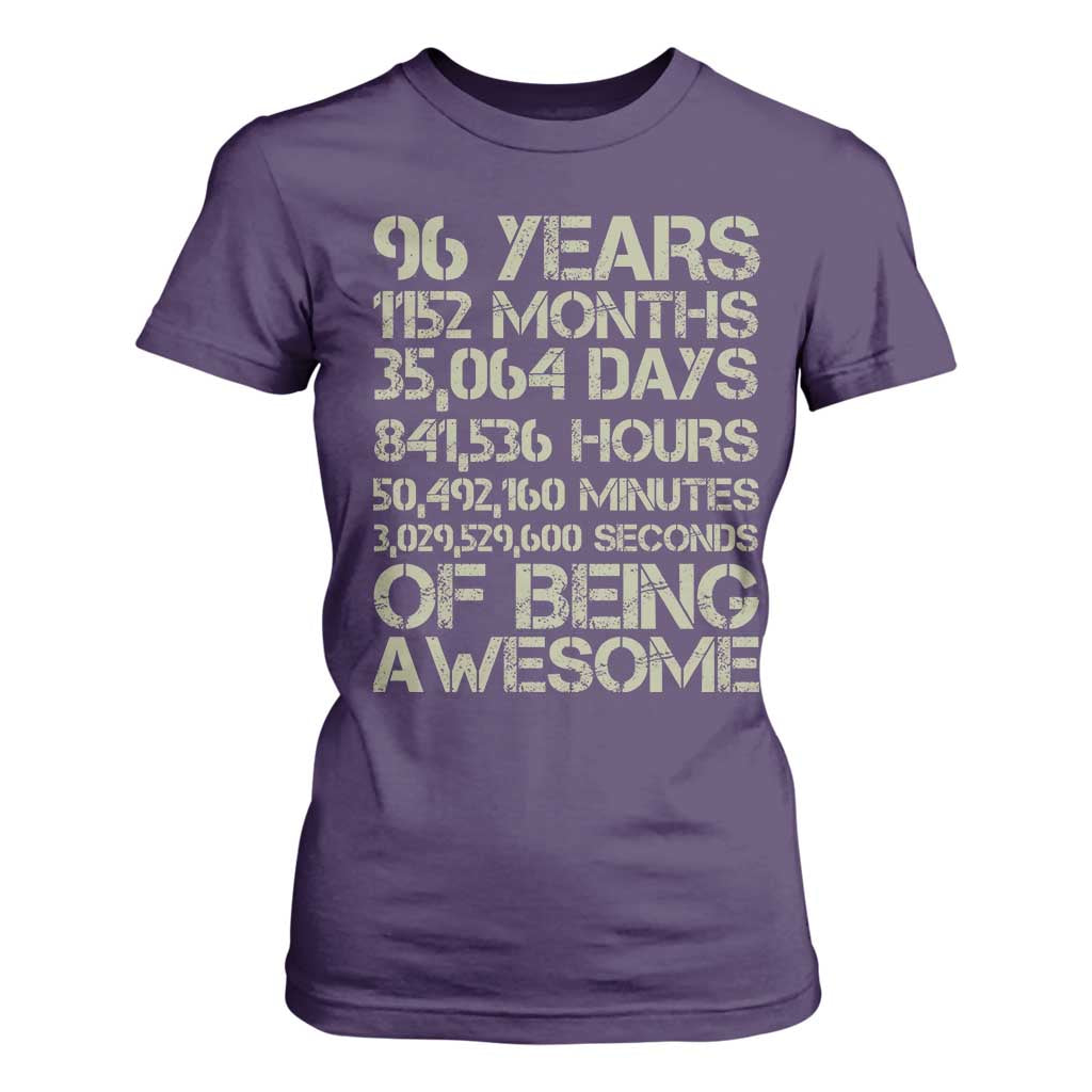 Vintage 96th Milestone Birthday T Shirt For Women 96 Years Of Being Awesome