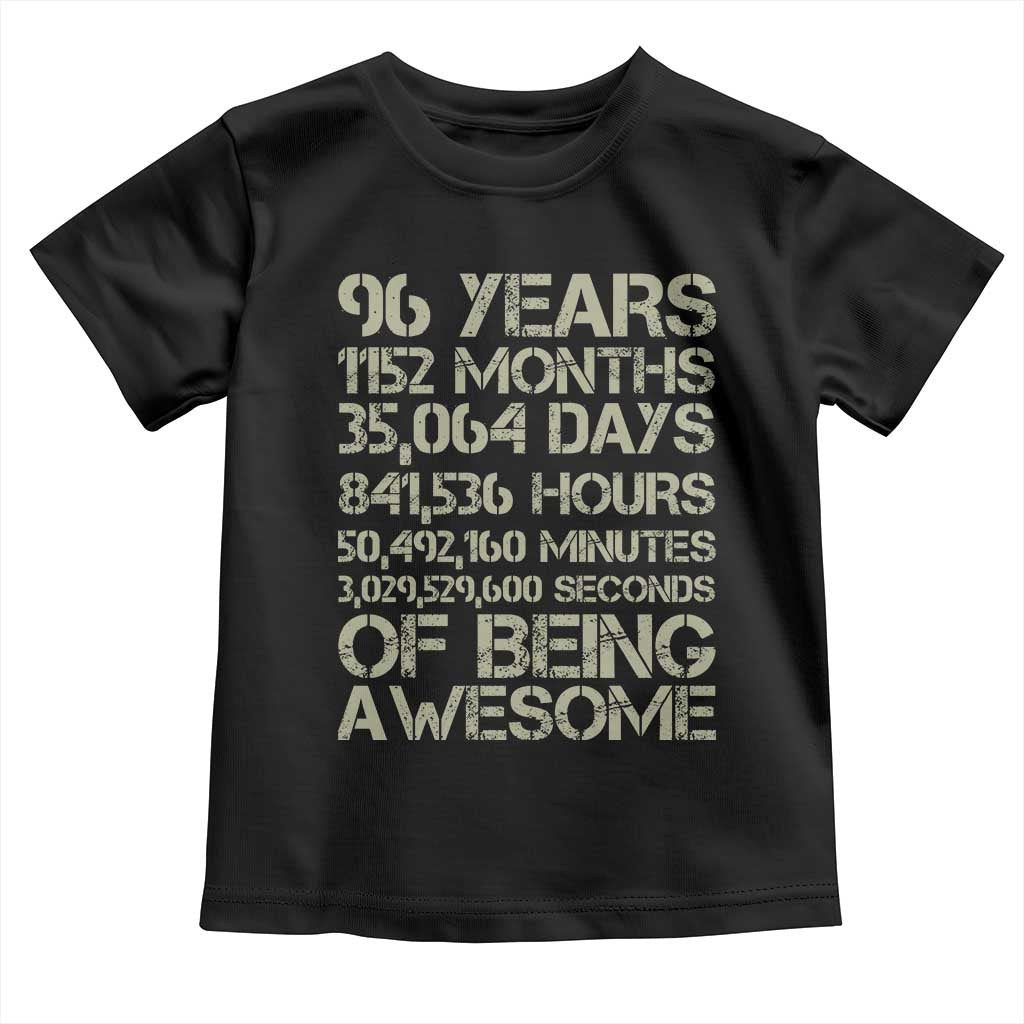 Vintage 96th Milestone Birthday Toddler T Shirt 96 Years Of Being Awesome