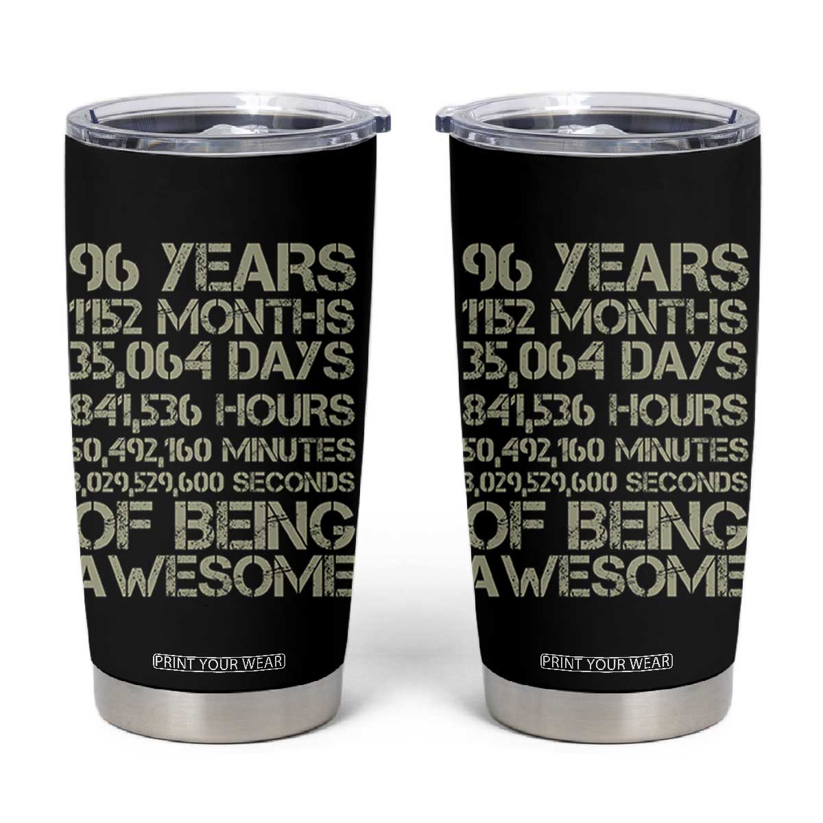 Vintage 96th Milestone Birthday Tumbler Cup 96 Years Of Being Awesome