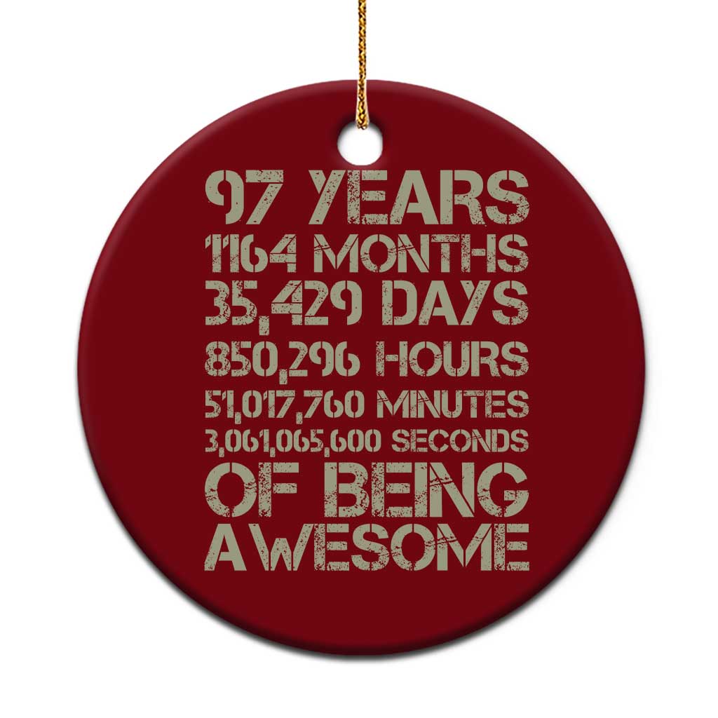Vintage 97th Milestone Birthday Ceramic Ornament 97 Years Of Being Awesome