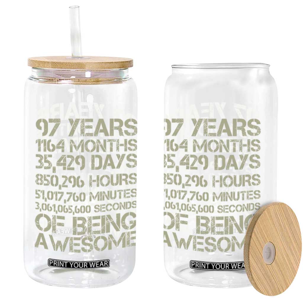Vintage 97th Milestone Birthday Glass Can 97 Years Of Being Awesome