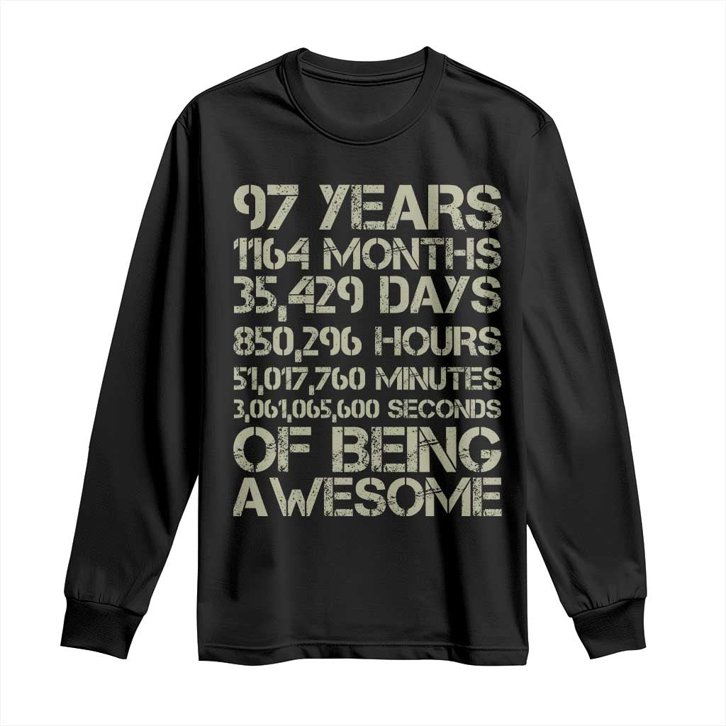 Vintage 97th Milestone Birthday Long Sleeve Shirt 97 Years Of Being Awesome TS12 Black Print Your Wear