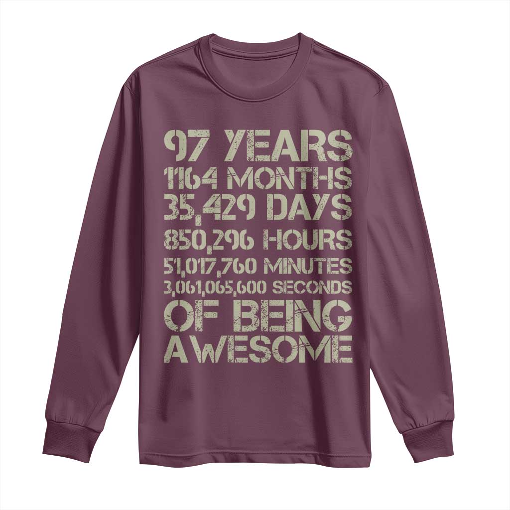 Vintage 97th Milestone Birthday Long Sleeve Shirt 97 Years Of Being Awesome