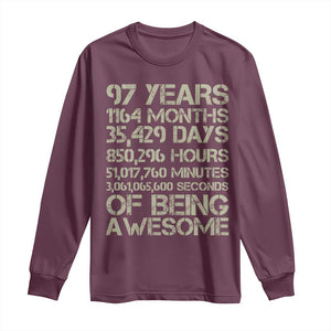 Vintage 97th Milestone Birthday Long Sleeve Shirt 97 Years Of Being Awesome