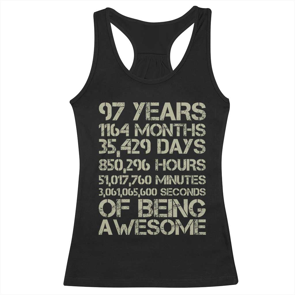 Vintage 97th Milestone Birthday Racerback Tank Top 97 Years Of Being Awesome TS12 Black Print Your Wear
